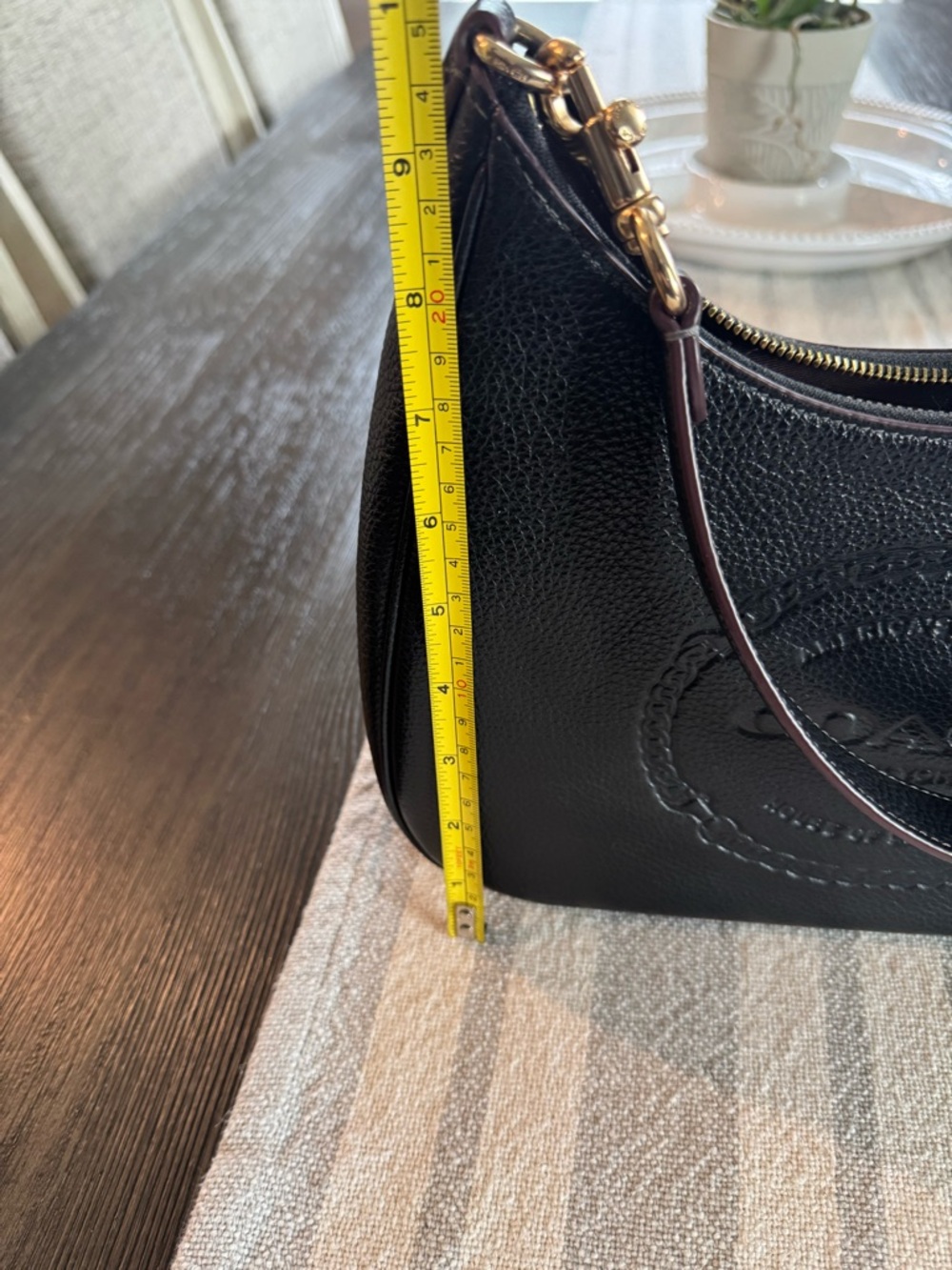 Coach Black Pebbled Leather Hobo Shoulder Bag with Gold Hardware - Picture 3 of 7